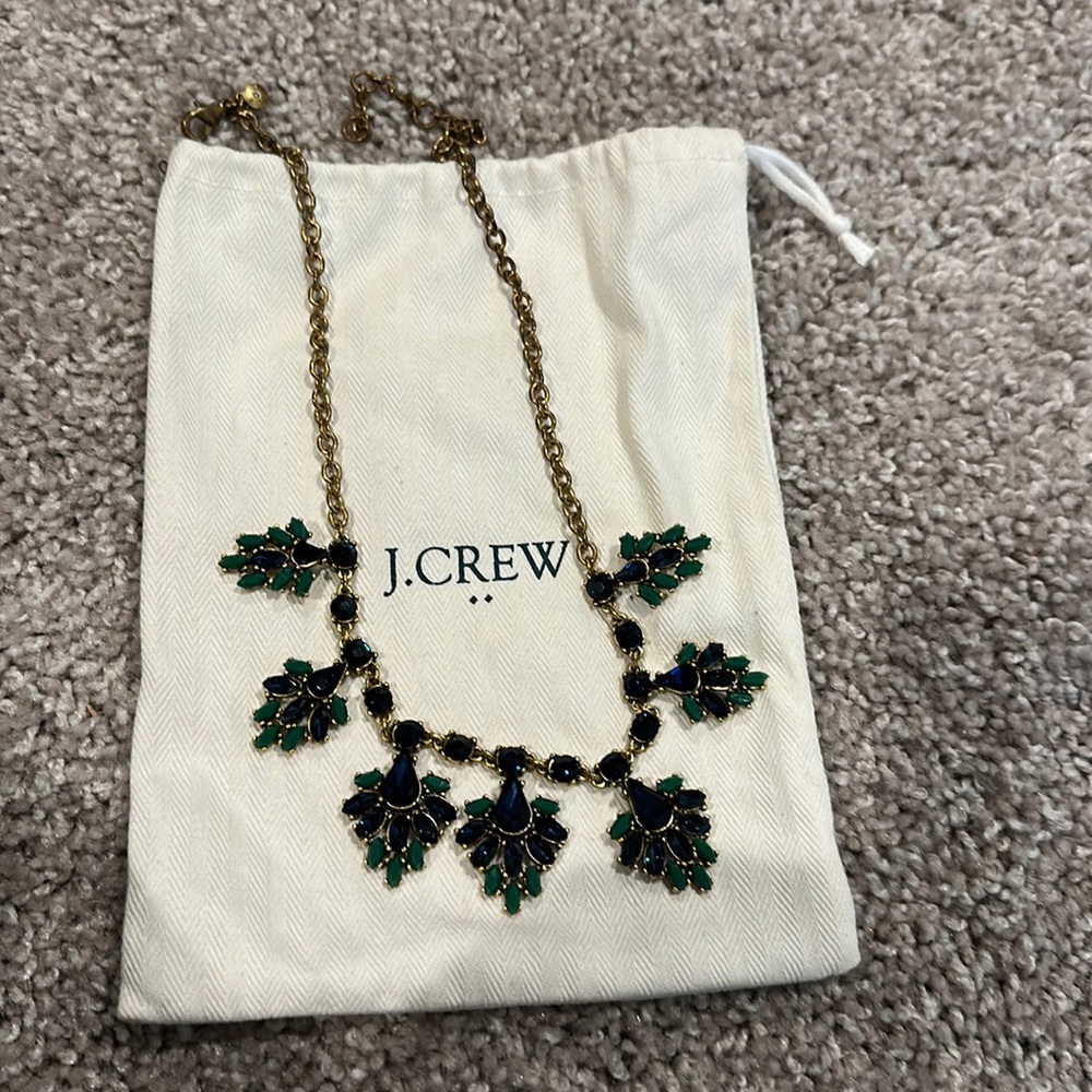Jcrew statement necklace in gold blue and navy
